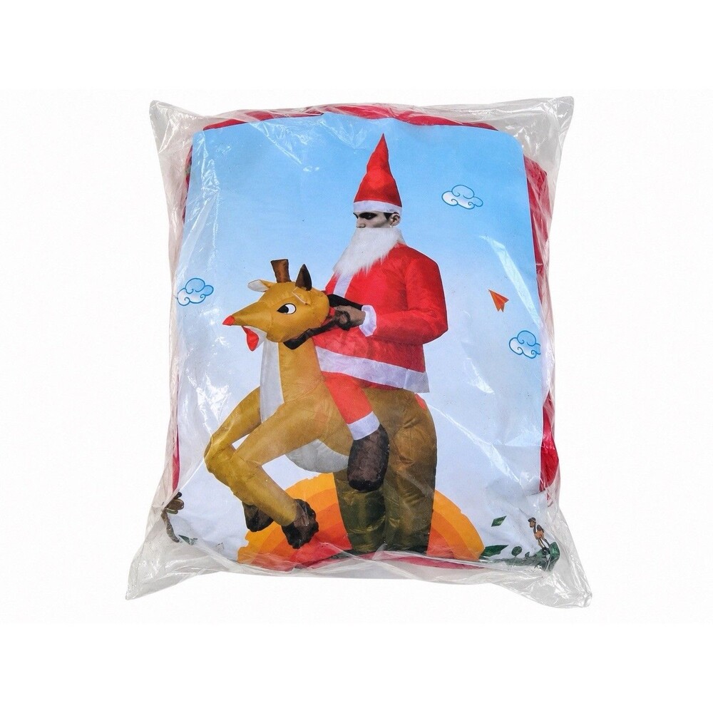 Inflatable Santa Riding Reindeer Christmas Costume With Blower & Battery Pack